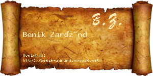 Benik Zaránd névjegykártya